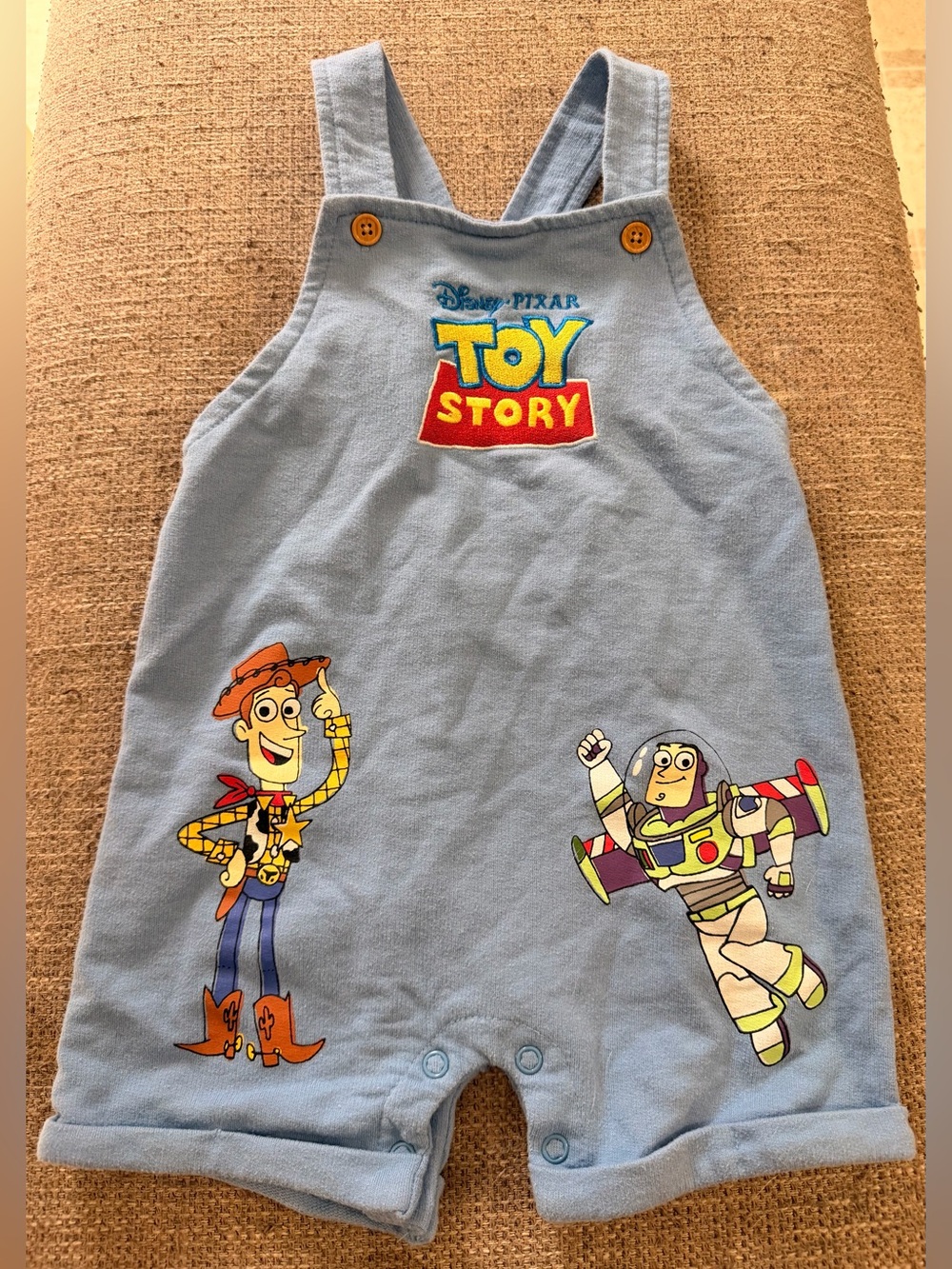 Toy Story Light Blue Kids Overalls - Woody & Buzz Design